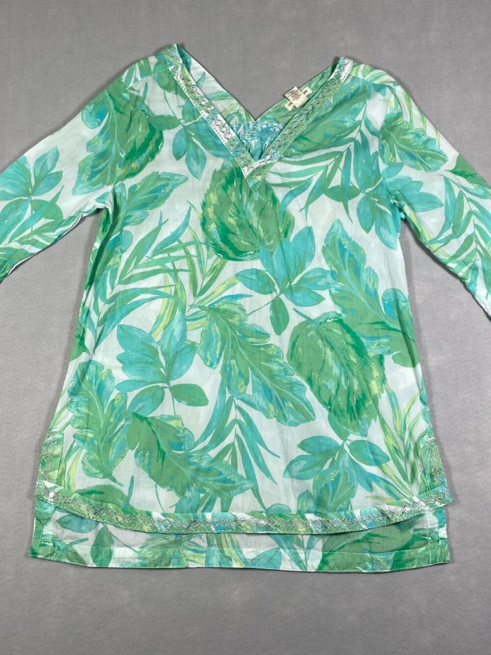 Christian Siriano Tropical Lightweight Tunic Top, Bathing Suit or Beach Coverup
